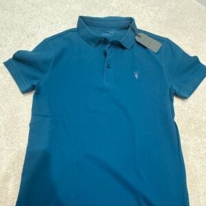 Men's All Saint Form Short Sleeve Dark Teal Polo in Size XS - New w/Tags